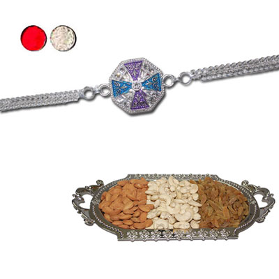 "Rakhi - SIL-6040 A (Single Rakhi) , Dryfruit Thali - code RD200 - Click here to View more details about this Product